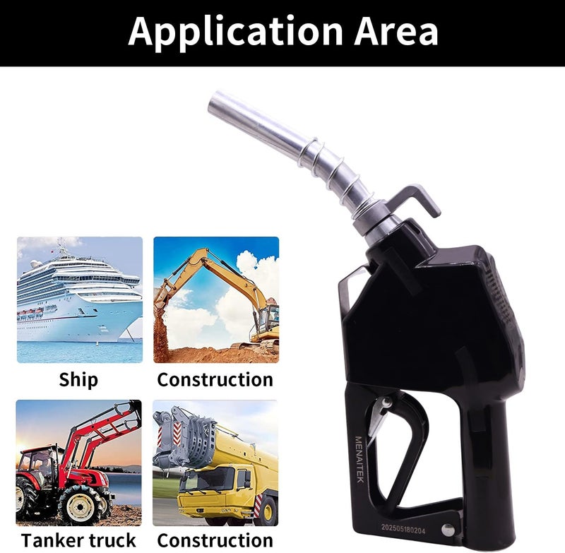 MENAITEK 3/4" Red NPT Fuel Transfer Nozzle Kit - Auto Shut Off Fuel Nozzle W/Fuel Hose Swivel, 16 GPM High Flow, 360° Swivel, 13/16 in Spout w/ 3-Gear Padlock (Diesel, Gasoline, Kerosene) - Image 4